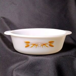 Vintage Fire King Wheat Pattern Oval Casserole/ Serving Dish